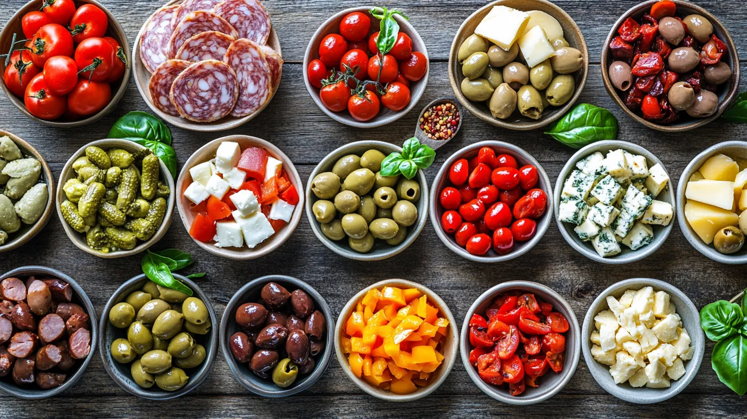 Szeroki wybór koktajli i serów na dużym stole.