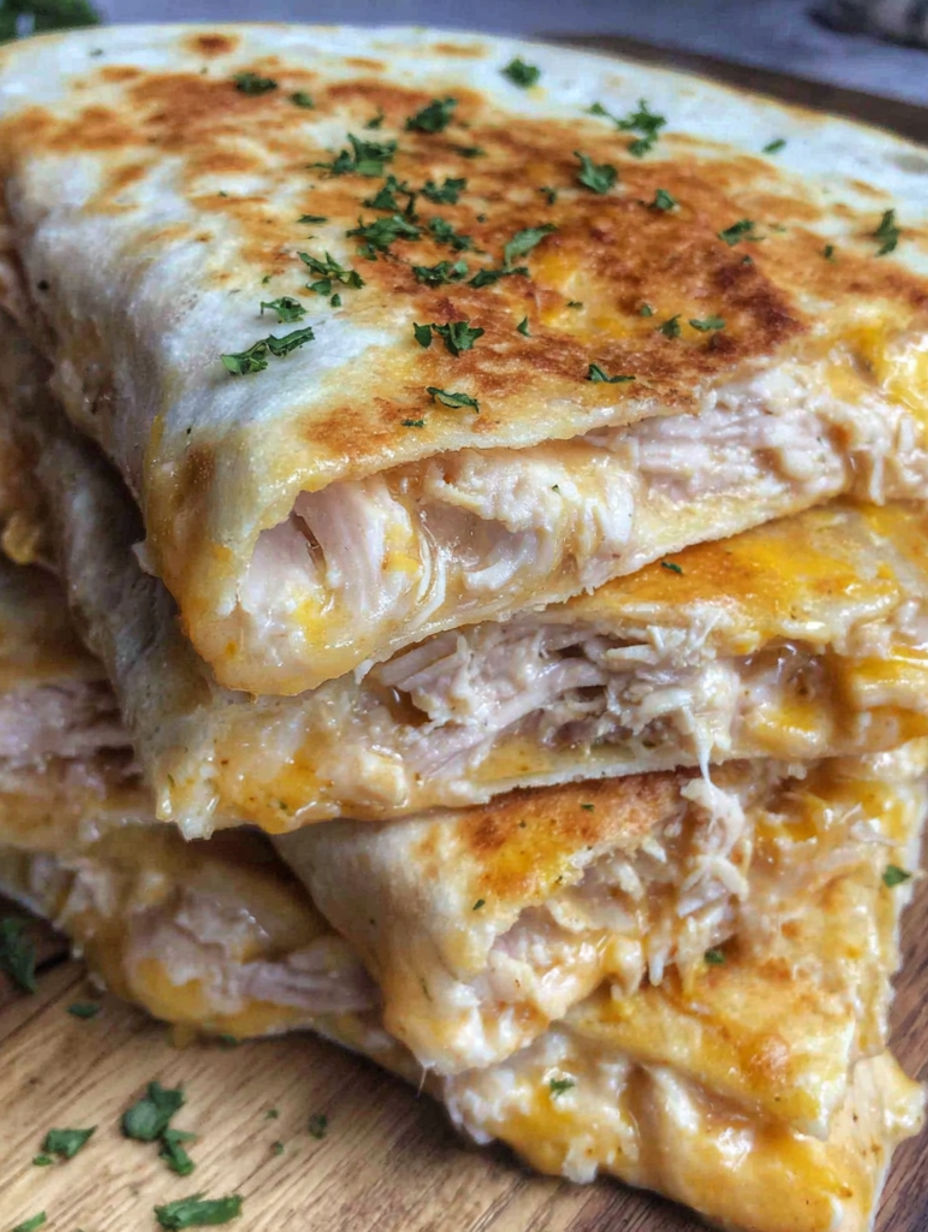 A stack of sandwiches with meat and cheese.