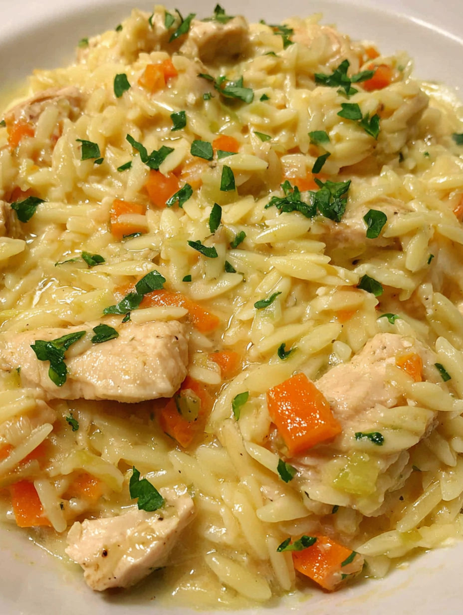 A bowl of soup with chicken and carrots.