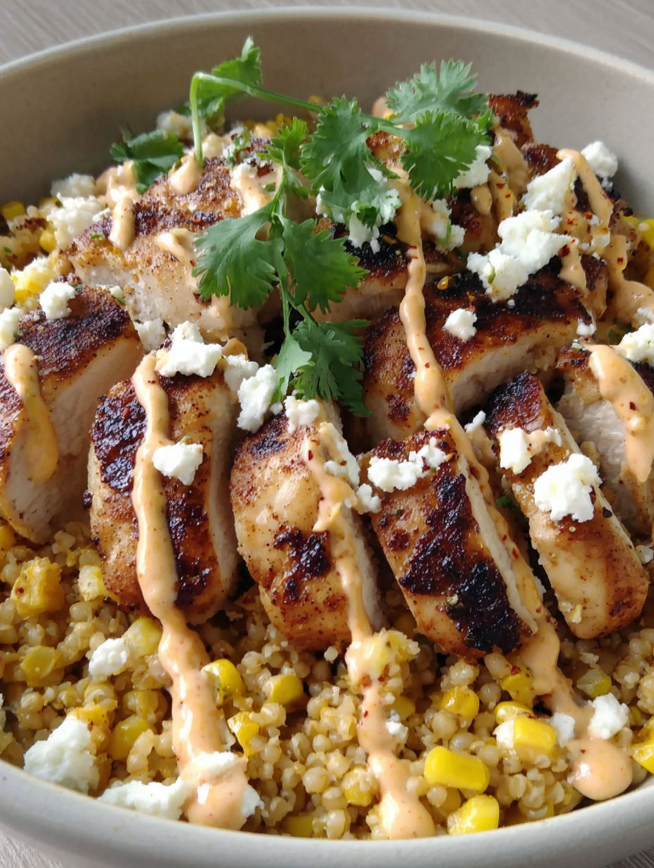 A plate of food with chicken and rice.