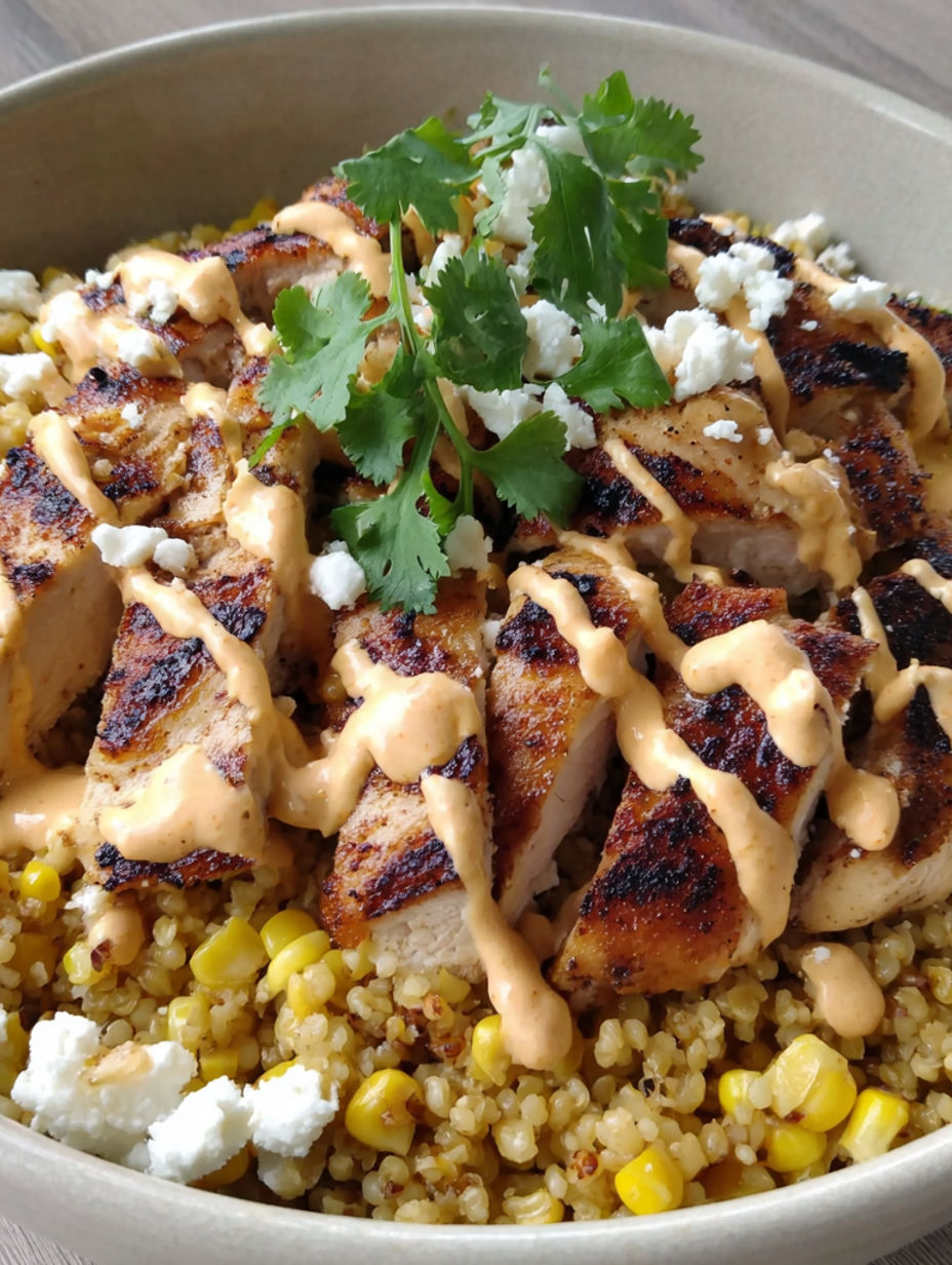 A plate of food with chicken and corn.
