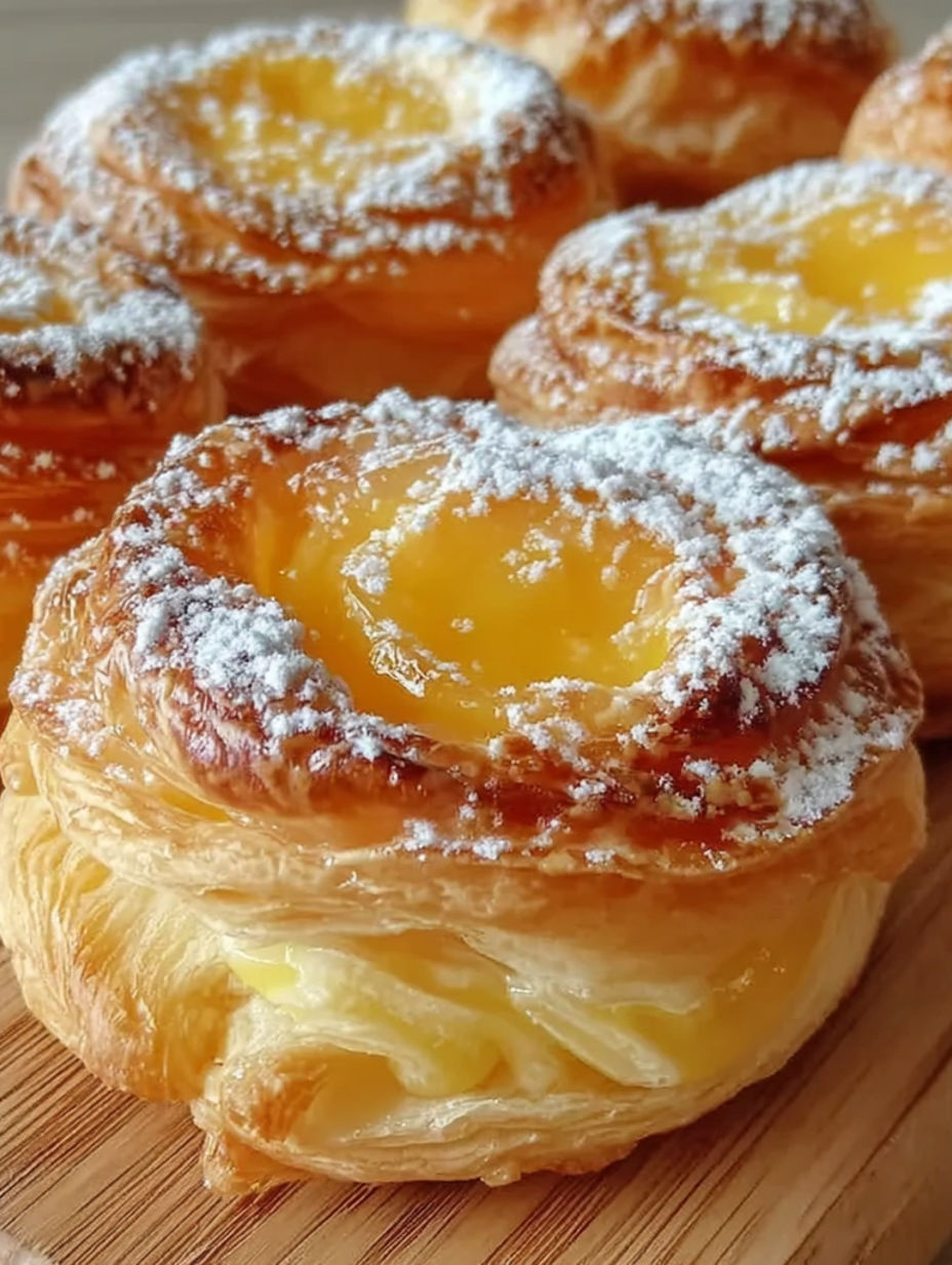 A pastry with a yellow filling.
