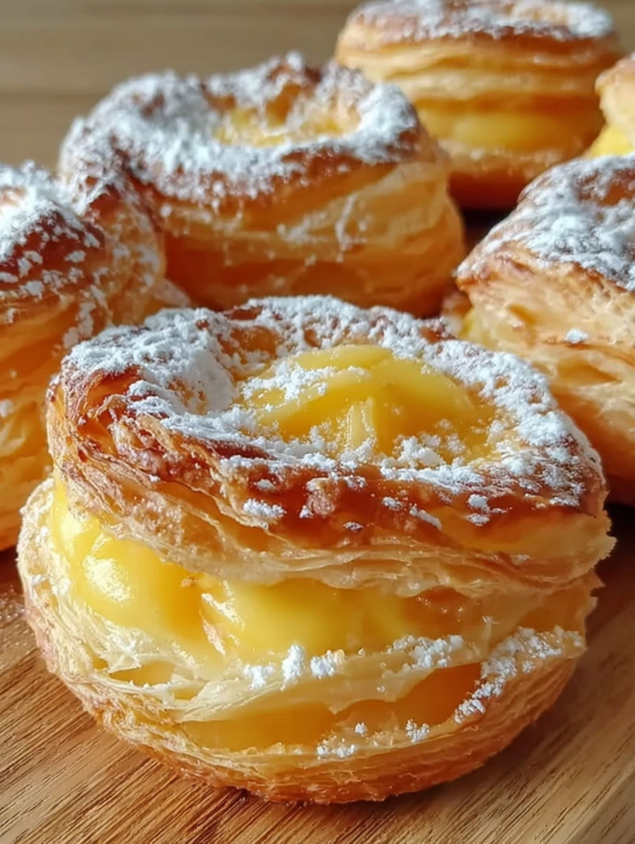 A pastry with powdered sugar on top.