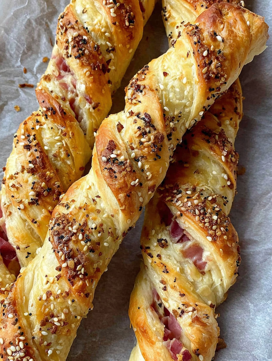 A close up of a pastry with sesame seeds.