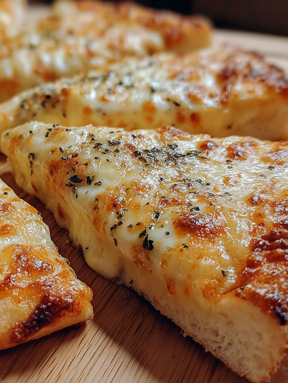 A close up of a pizza with cheese and herbs.