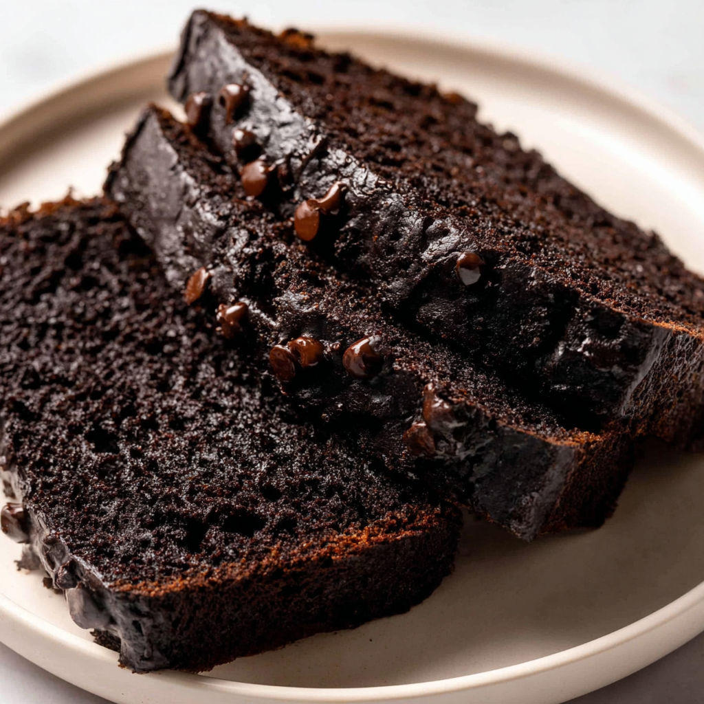 A slice of chocolate cake with chocolate chips on top.