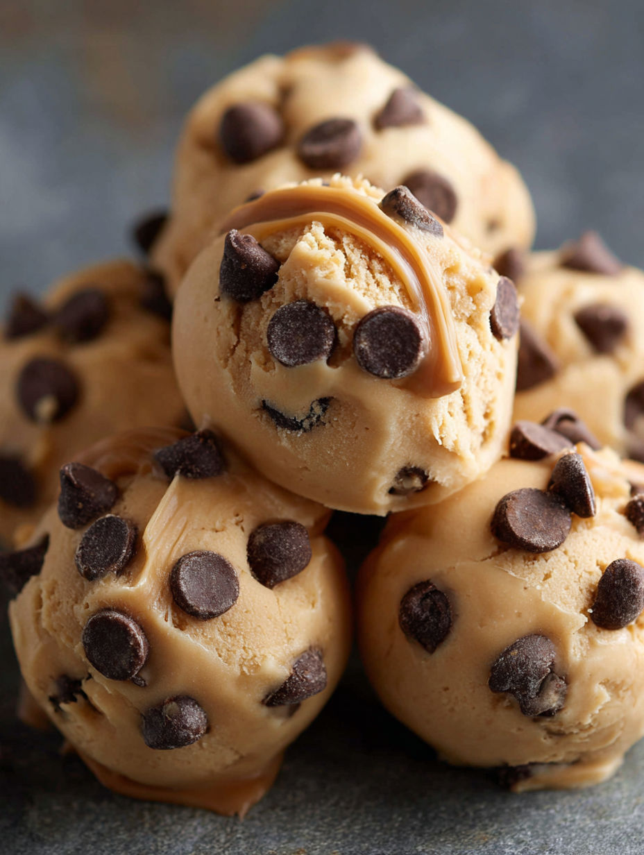 A stack of chocolate chip cookies.
