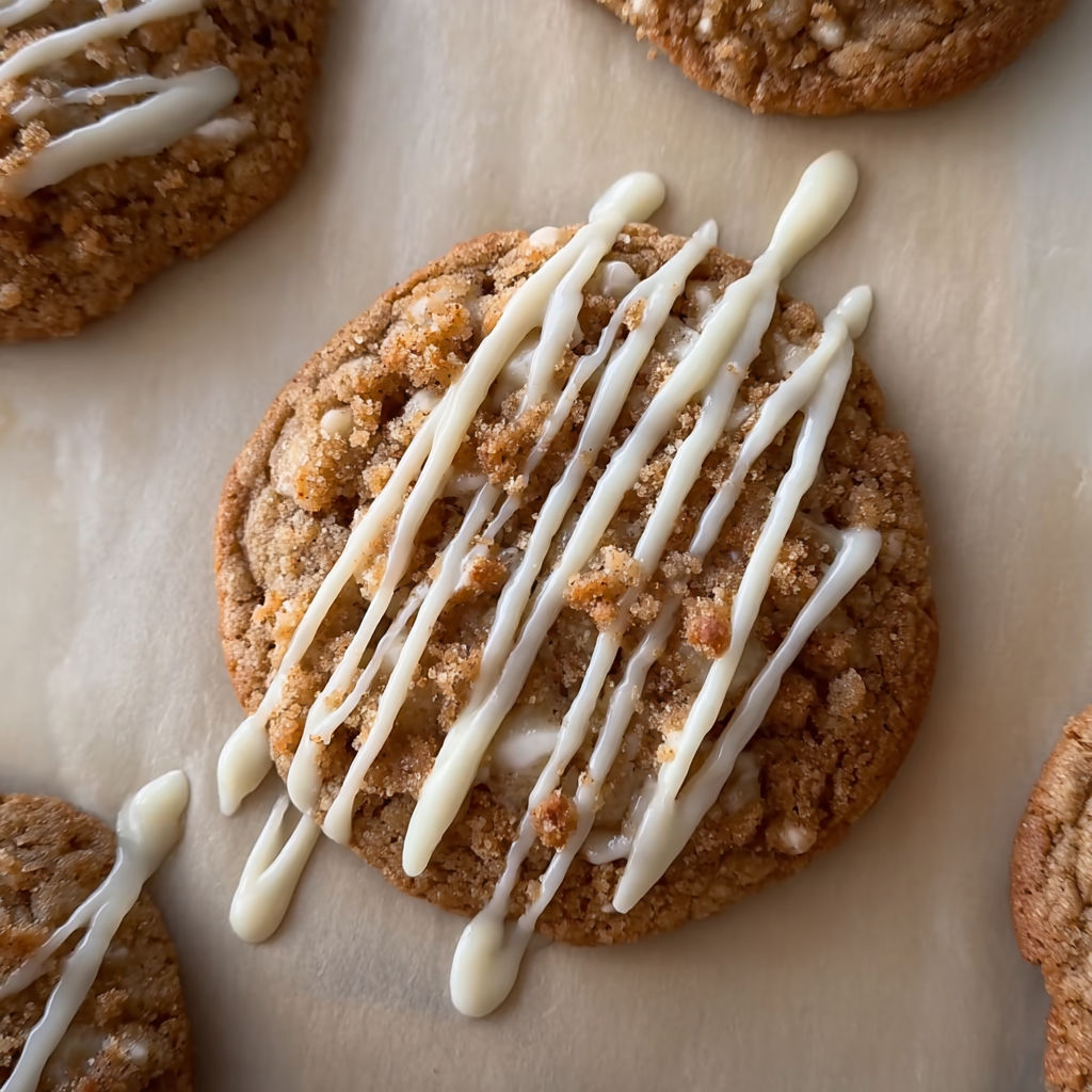 A close up of a cookie with white icing.