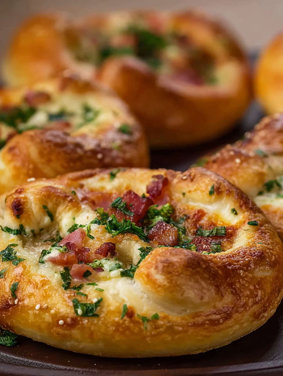 A plate of Flammkuchen Brezeln.