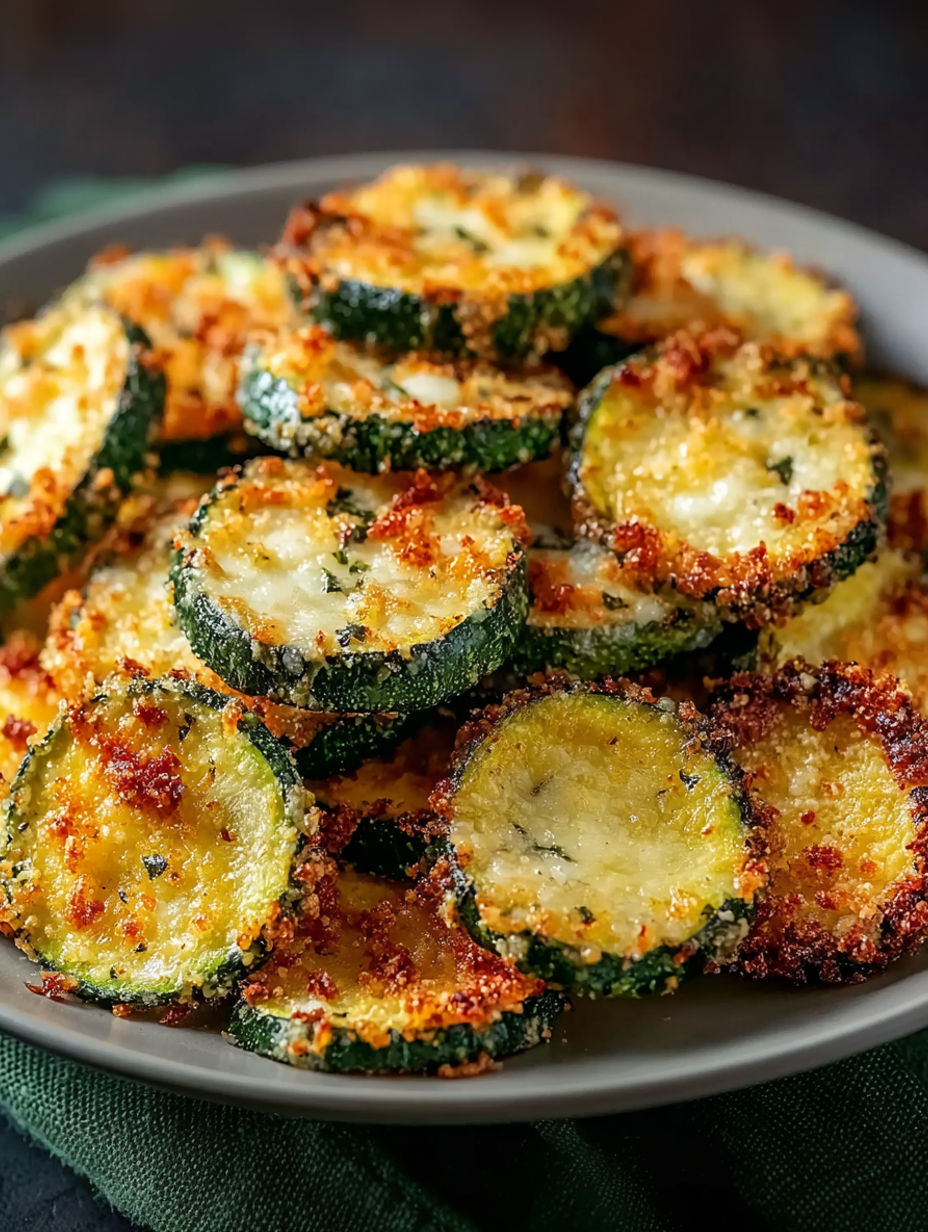 A plate of air fryer zucchini chips.