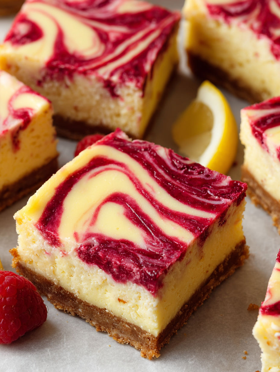 A slice of raspberry lemonade cheesecake bars.