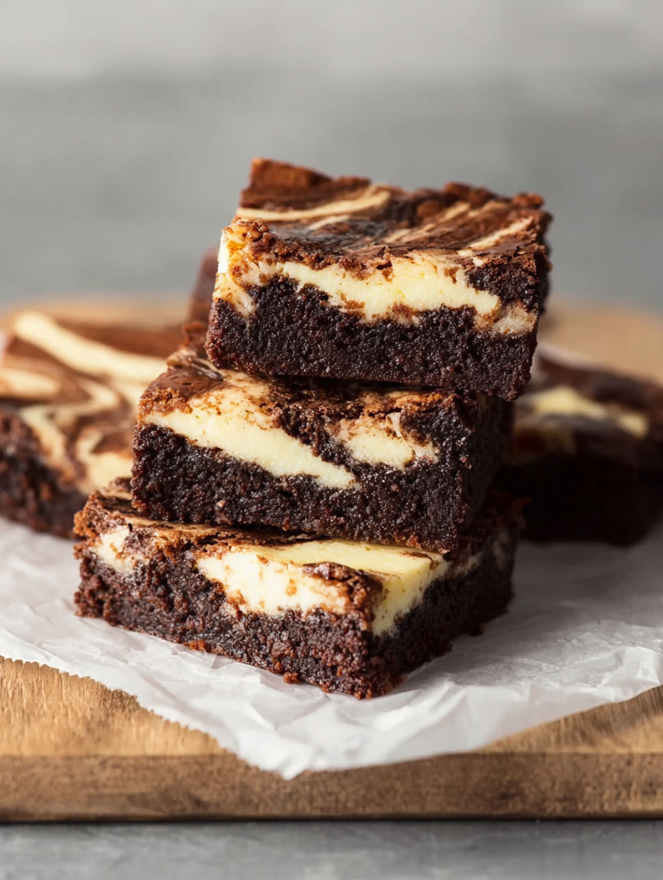 A stack of brownies with white frosting.