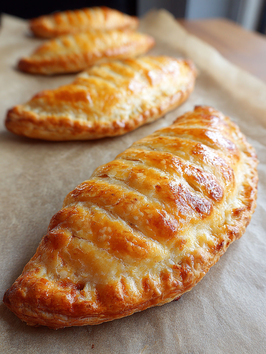 Two golden brown pastries on a paper towel.