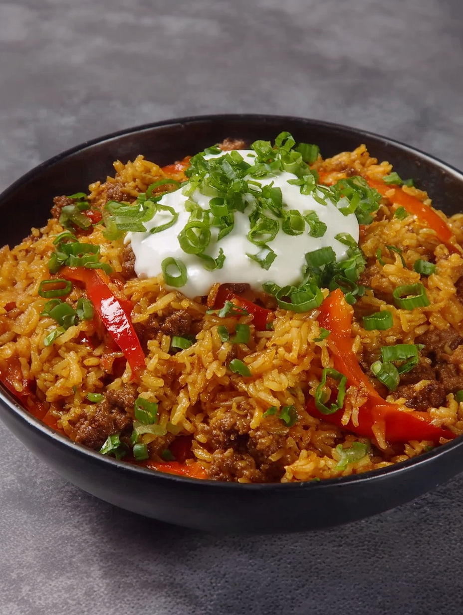 A bowl of curry rice with meat.