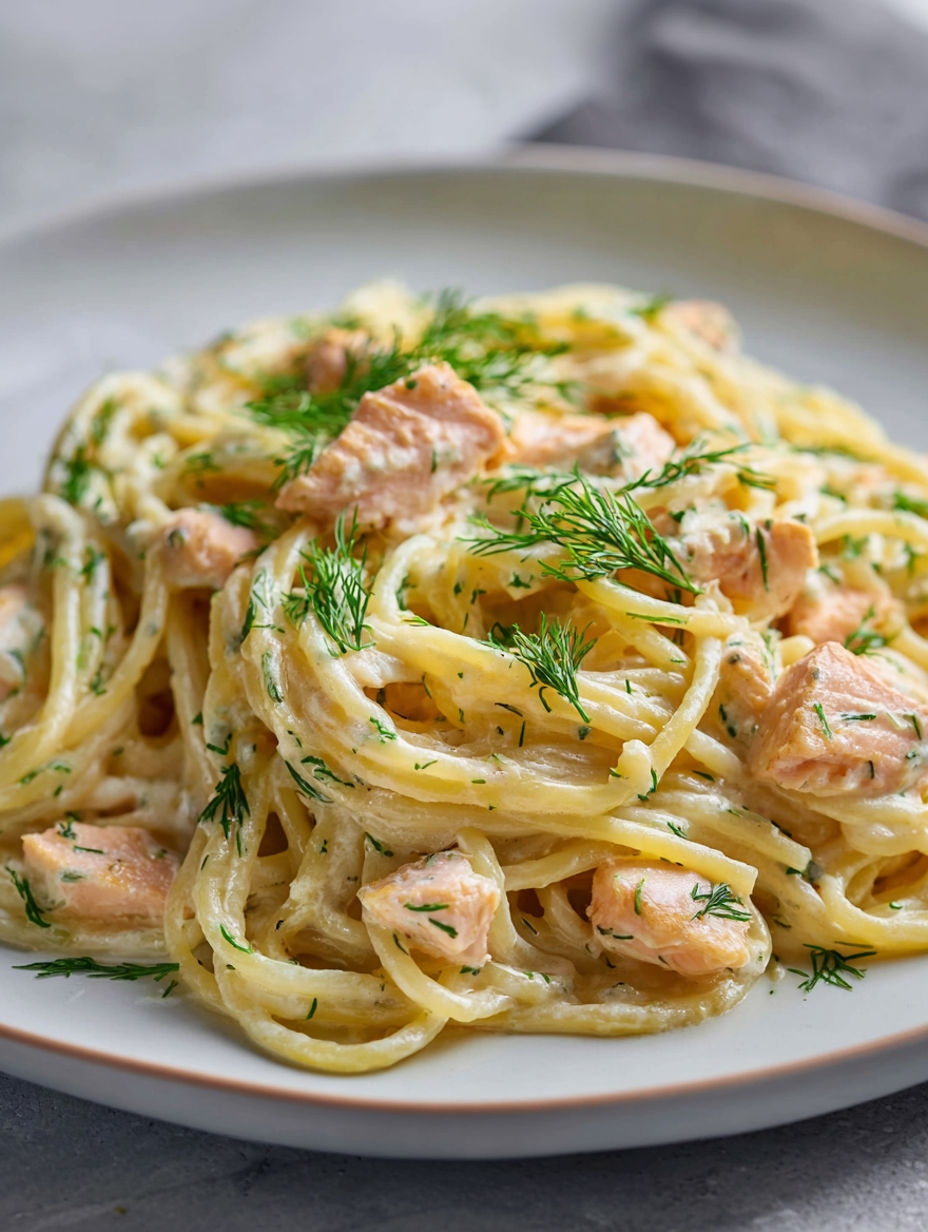A plate of spaghetti with meat and herbs.