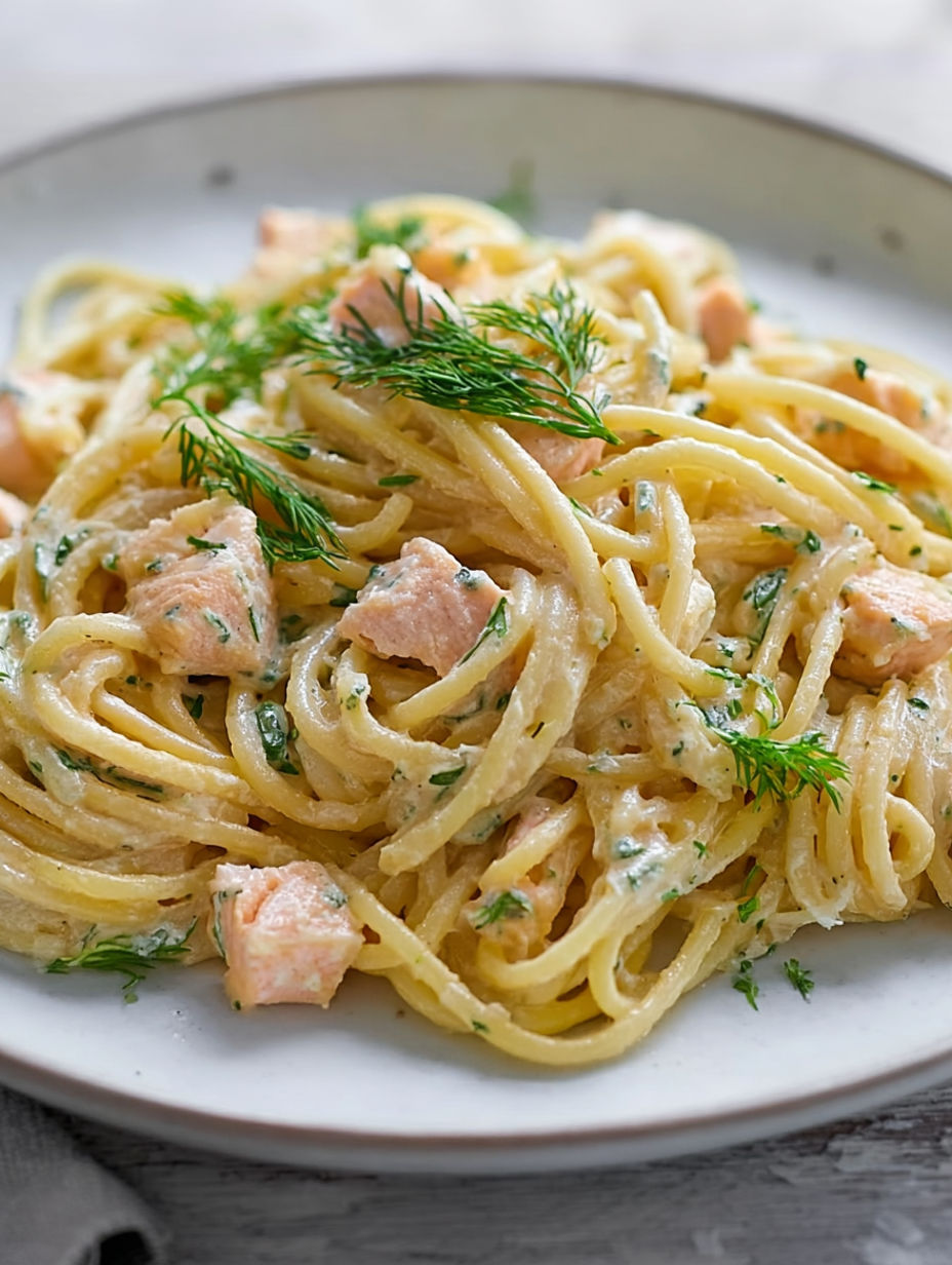 A plate of spaghetti with meat and herbs.
