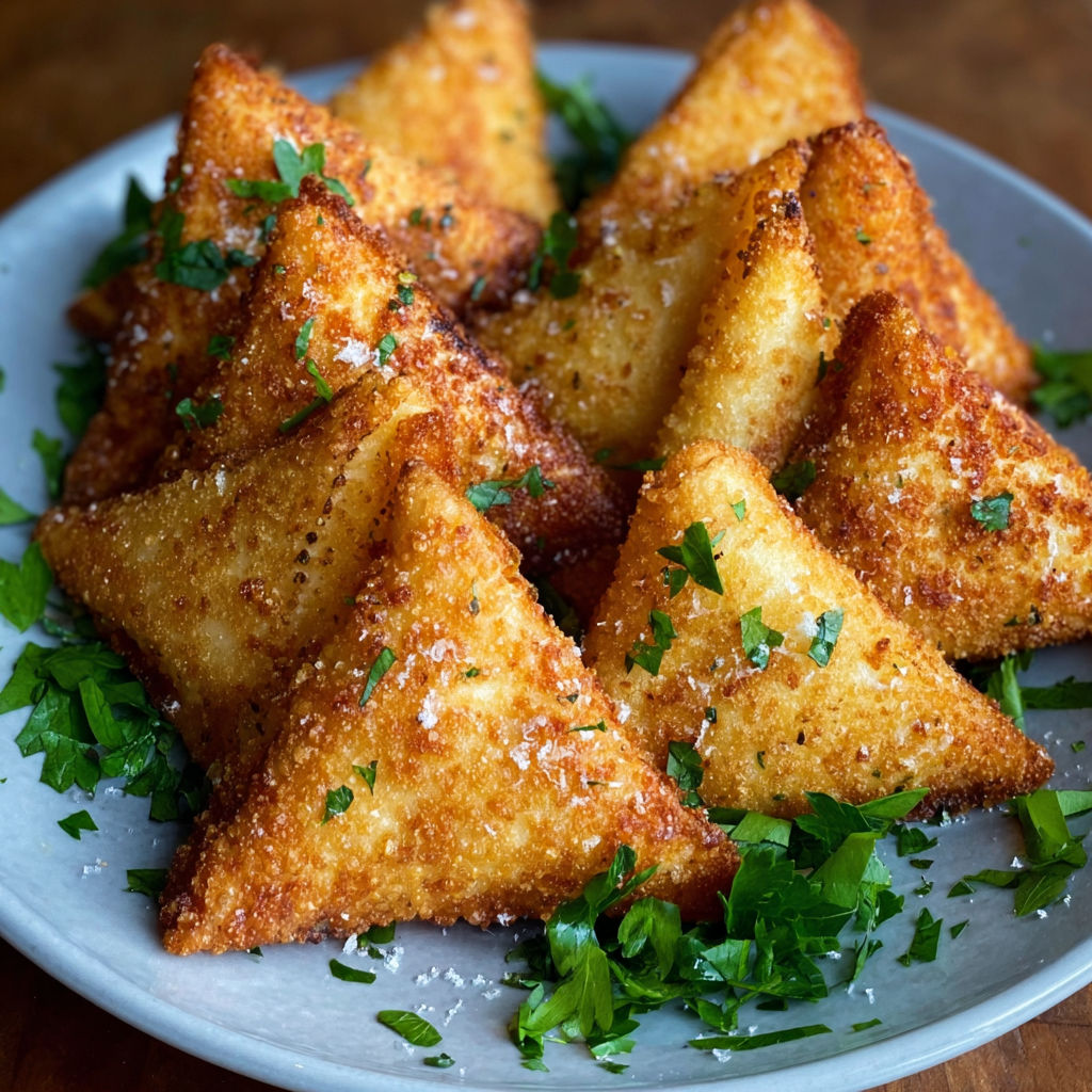 A plate of schnelle rindfleisch-samosas.