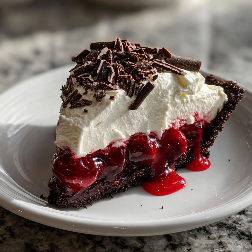 A slice of chocolate cake with white frosting and chocolate chips.