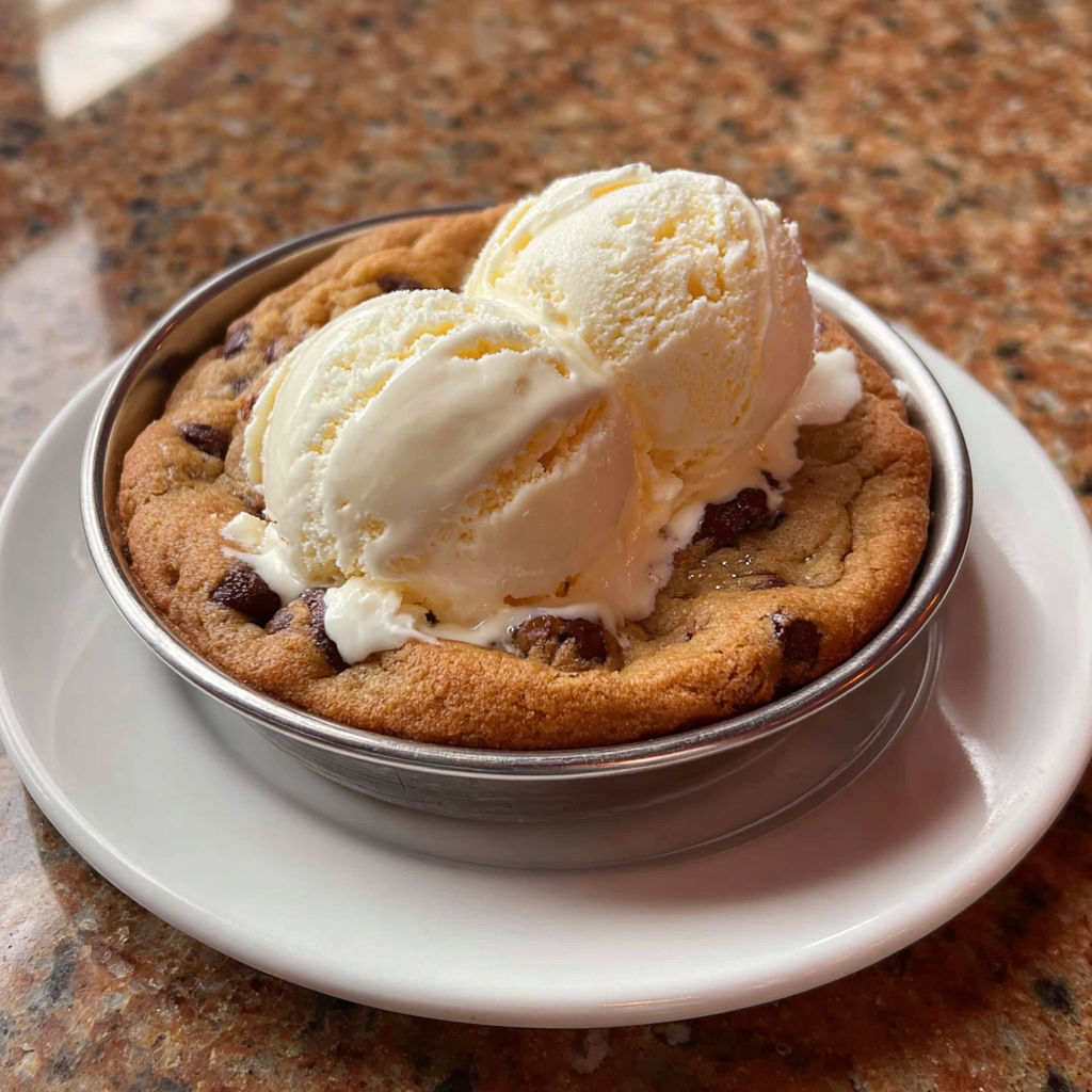 A cookie with ice cream on top.