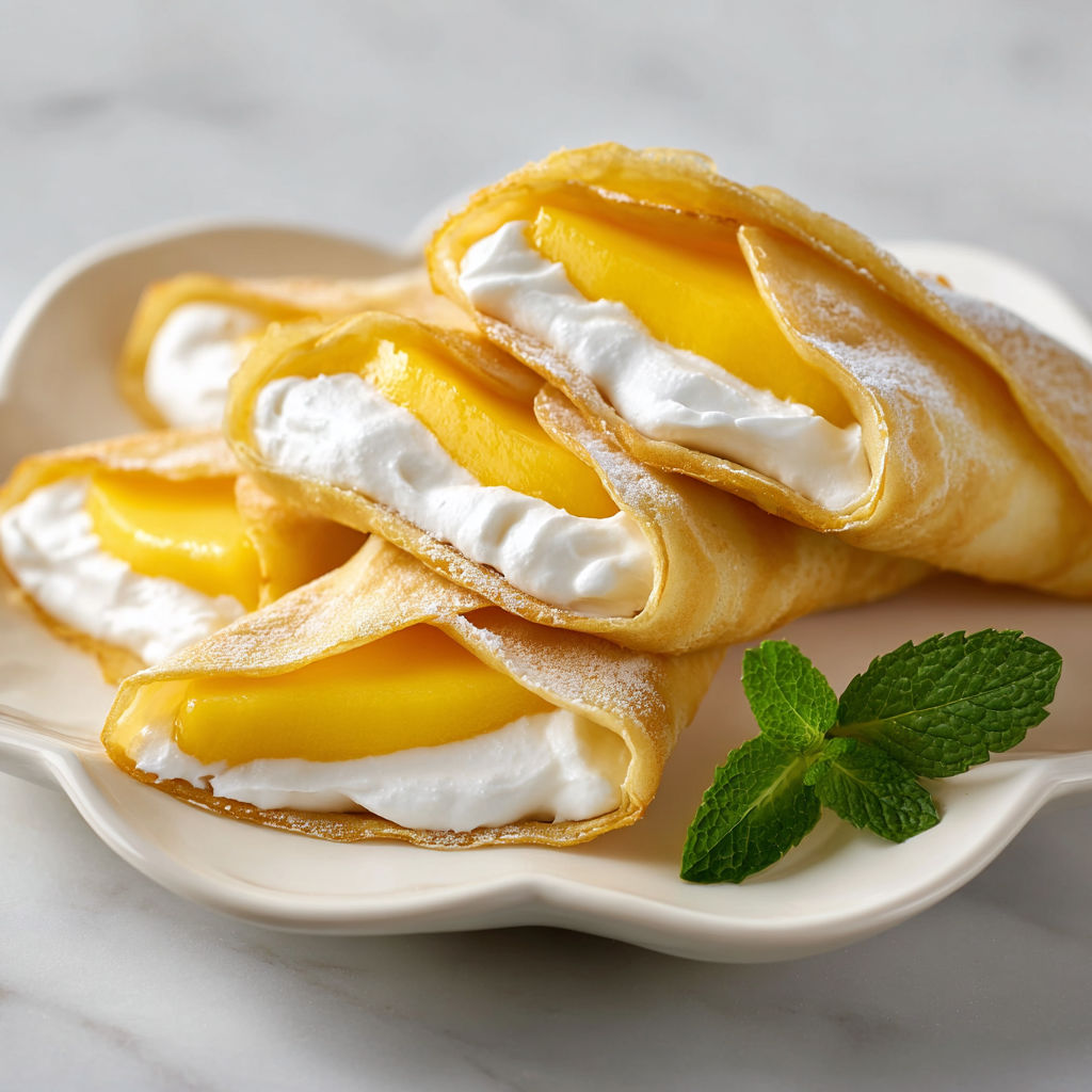 Mango pancakes with whipped cream.