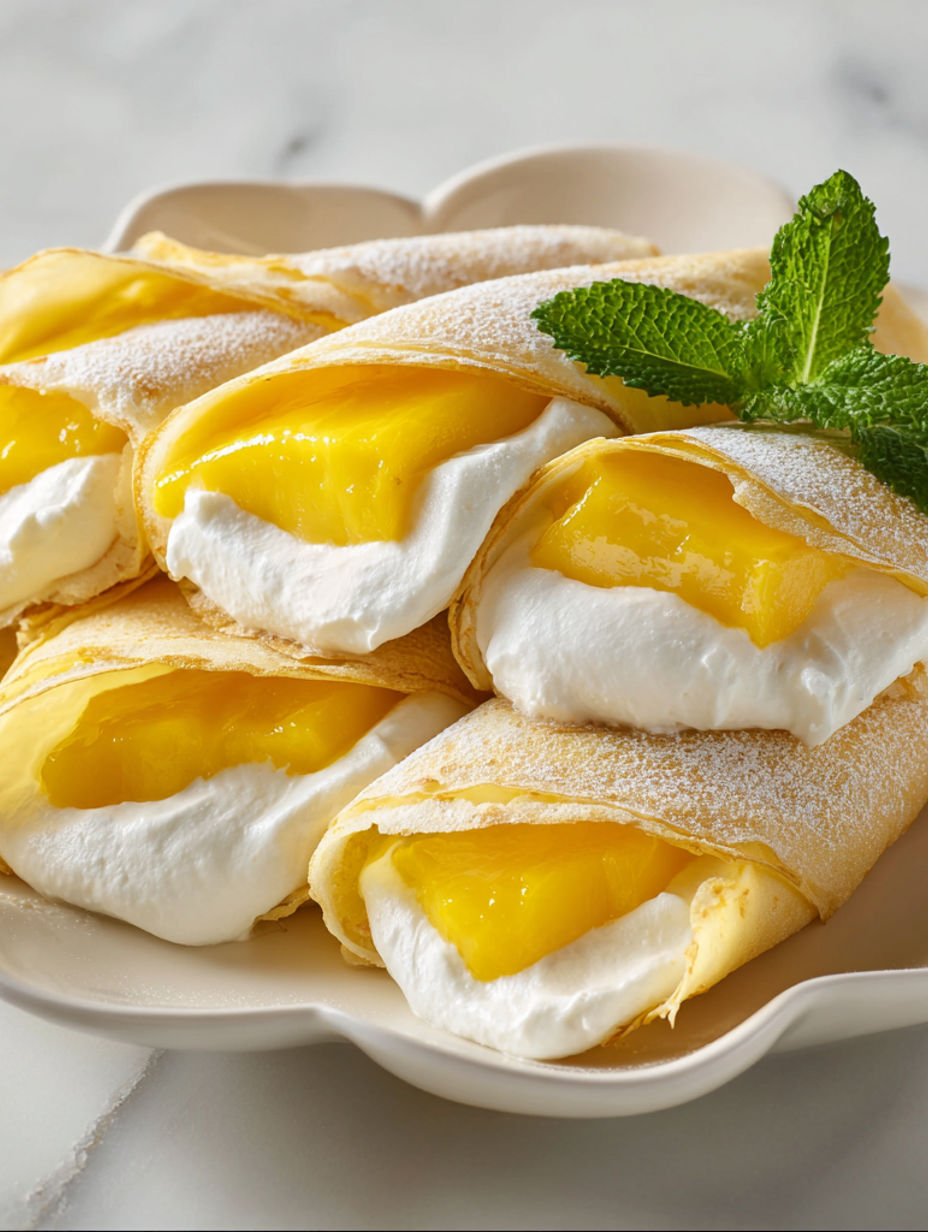 A plate of mango pancakes with whipped cream.