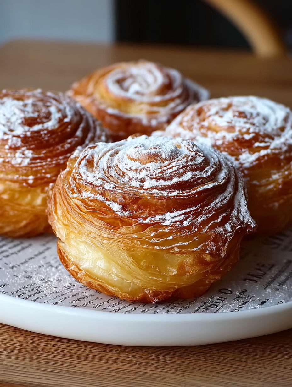 Three cruffins on a plate.