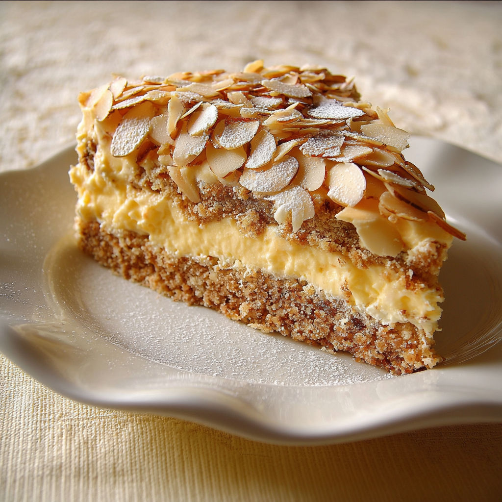 A slice of Schwedische Mandeltorte.