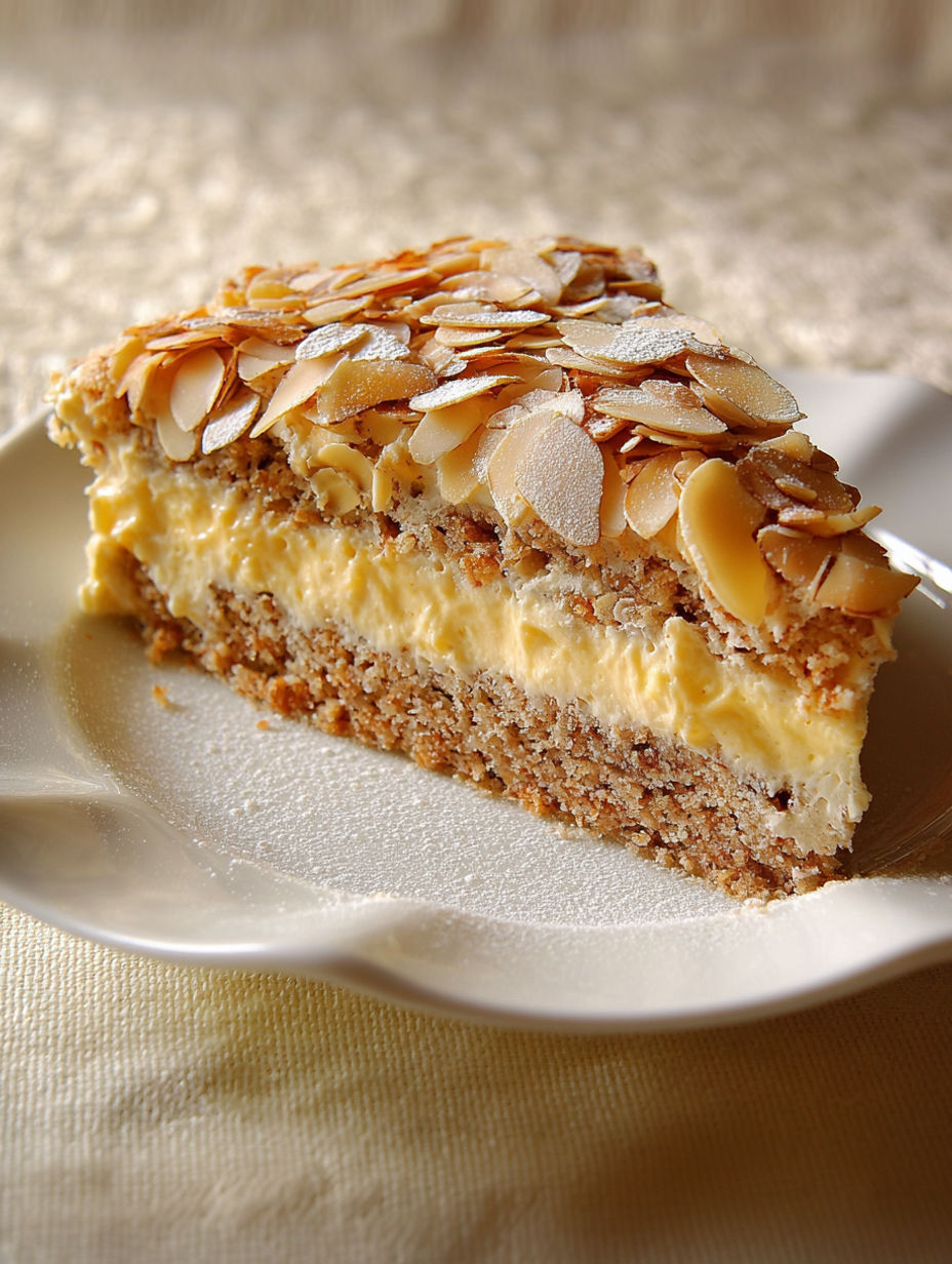 A slice of Schwedische Mandeltorte.