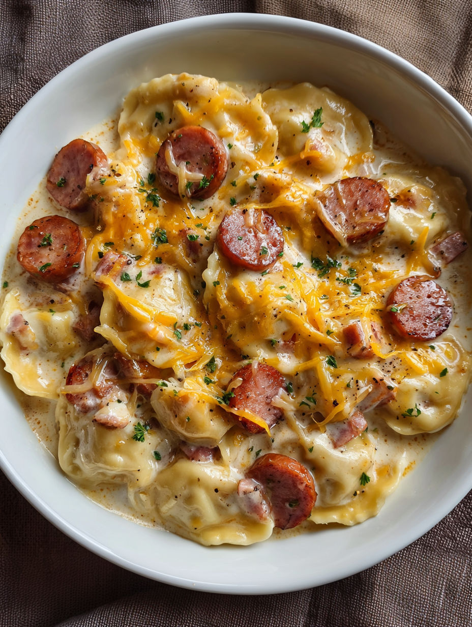 A plate of food with sausage and cheese.