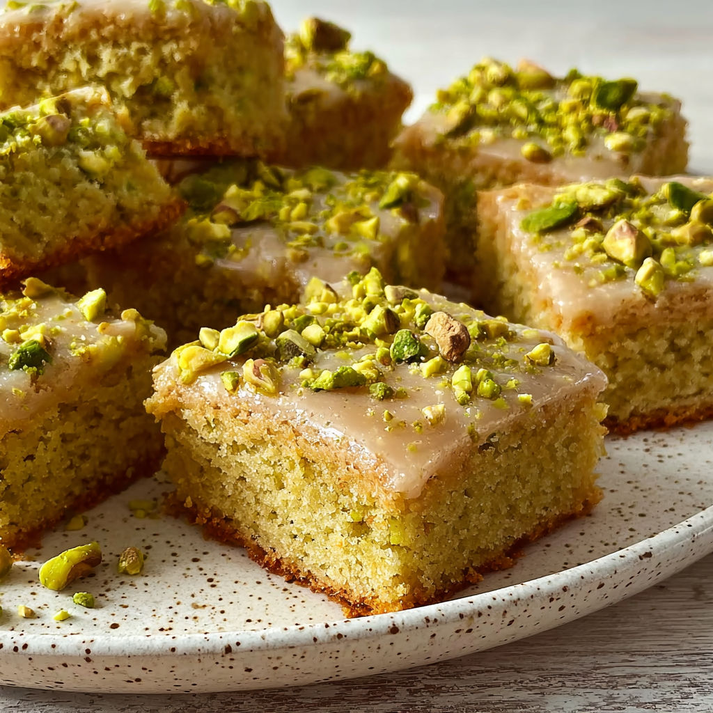 A plate of pistachio cake without flour.