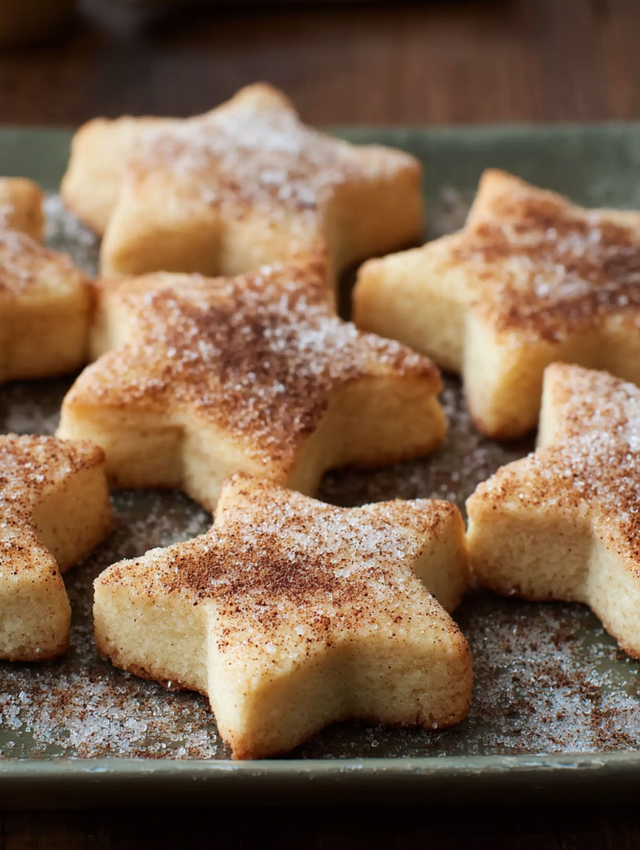 A plate of cookies with cinnamon on top.