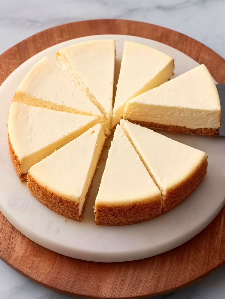 A slice of cheesecake on a plate.
