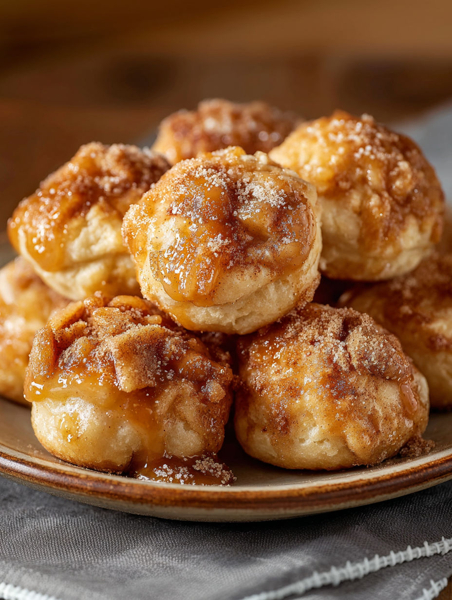 A plate of air fryer apple cake balls.