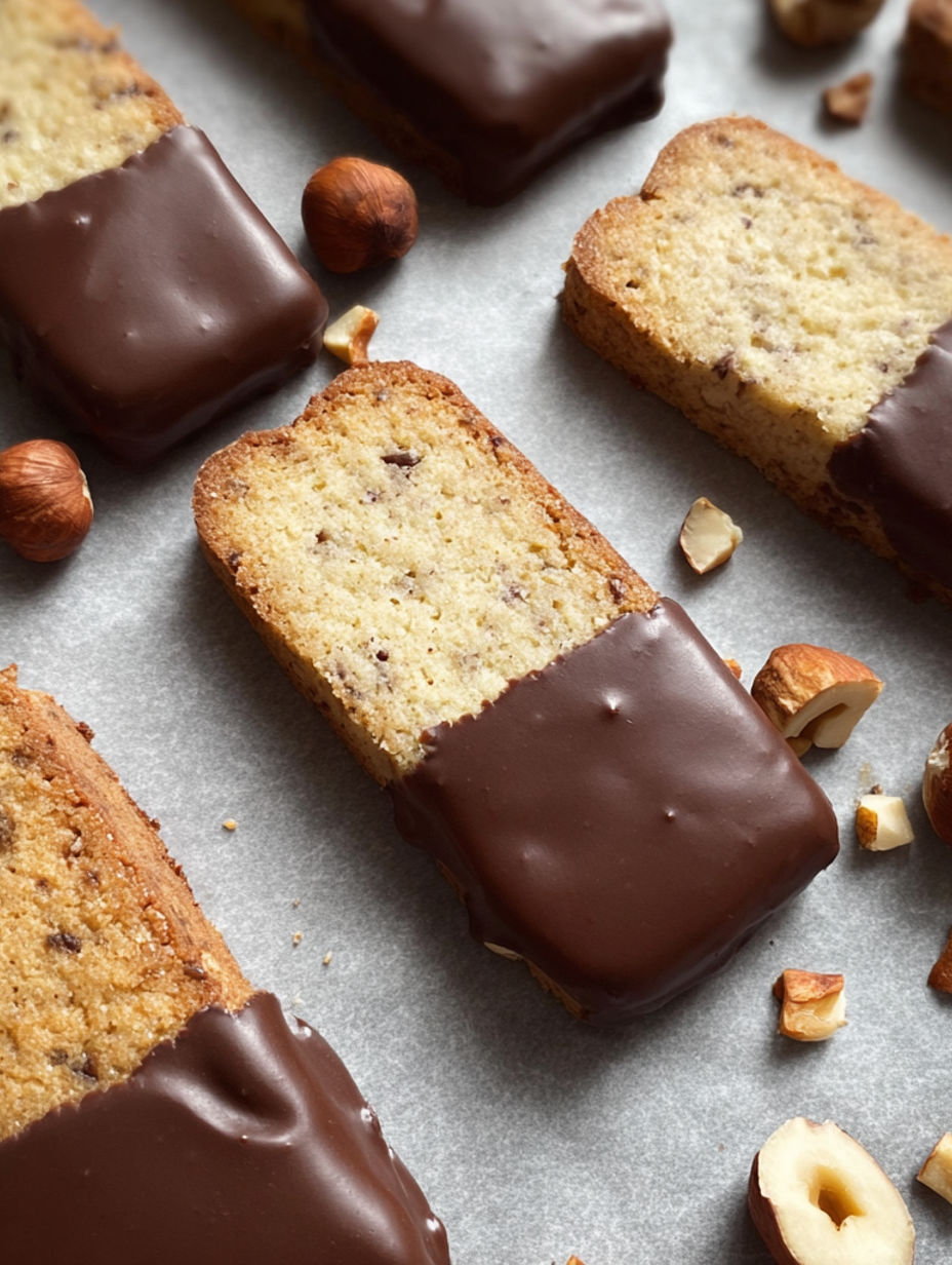 A chocolate covered cookie with nuts.
