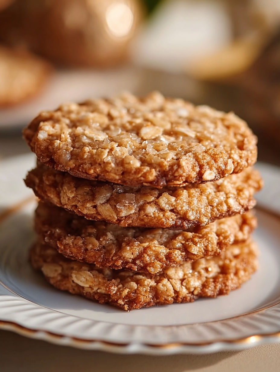 A stack of Zuckerfreie Kokos-Haferkekse.