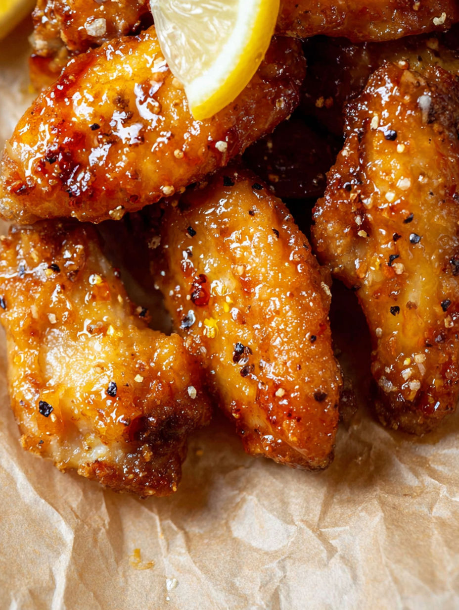 A plate of honey lemon pepper wings.