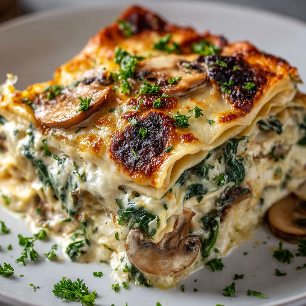 A white plate with a lasagna dish on it.