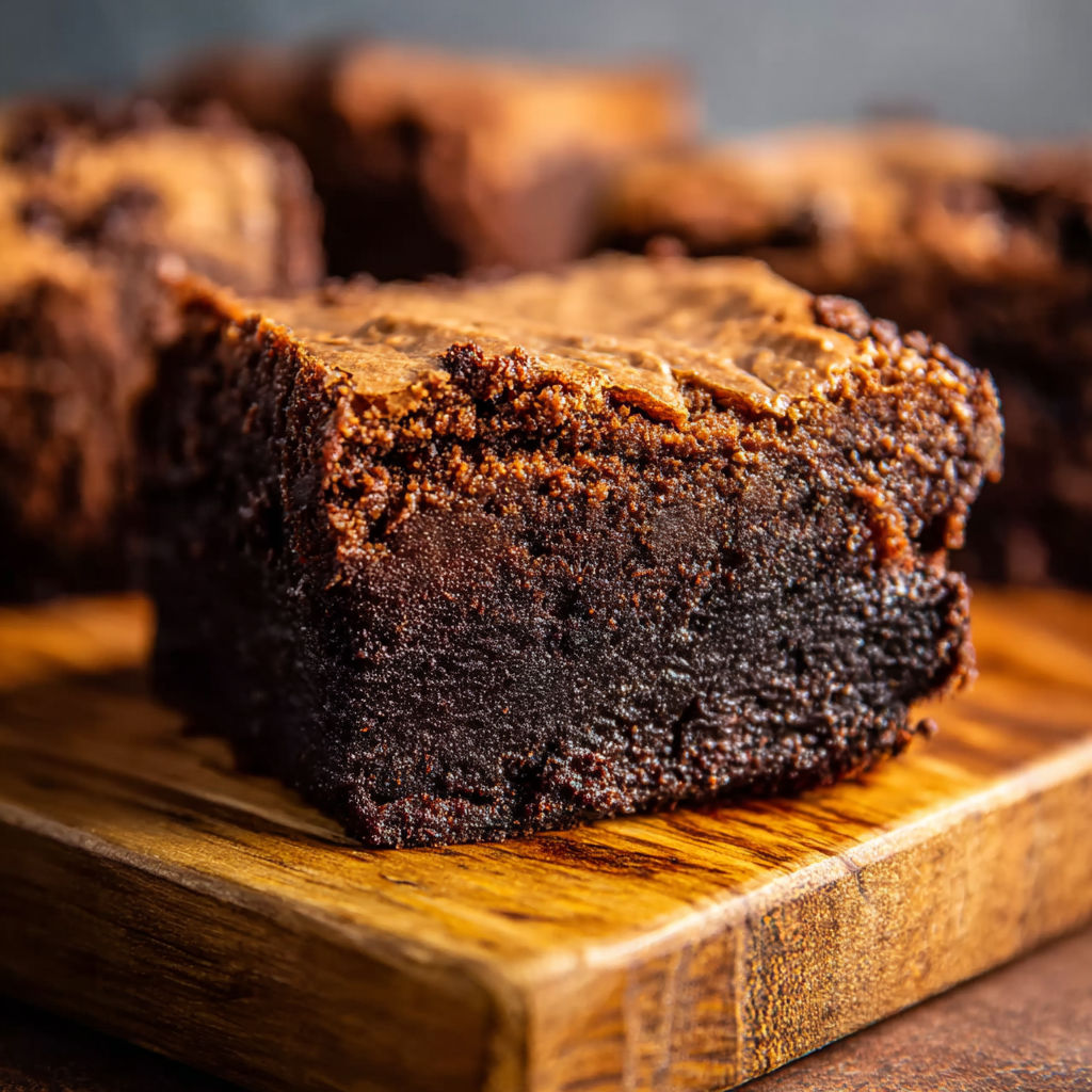A close up of a mochi brownie.