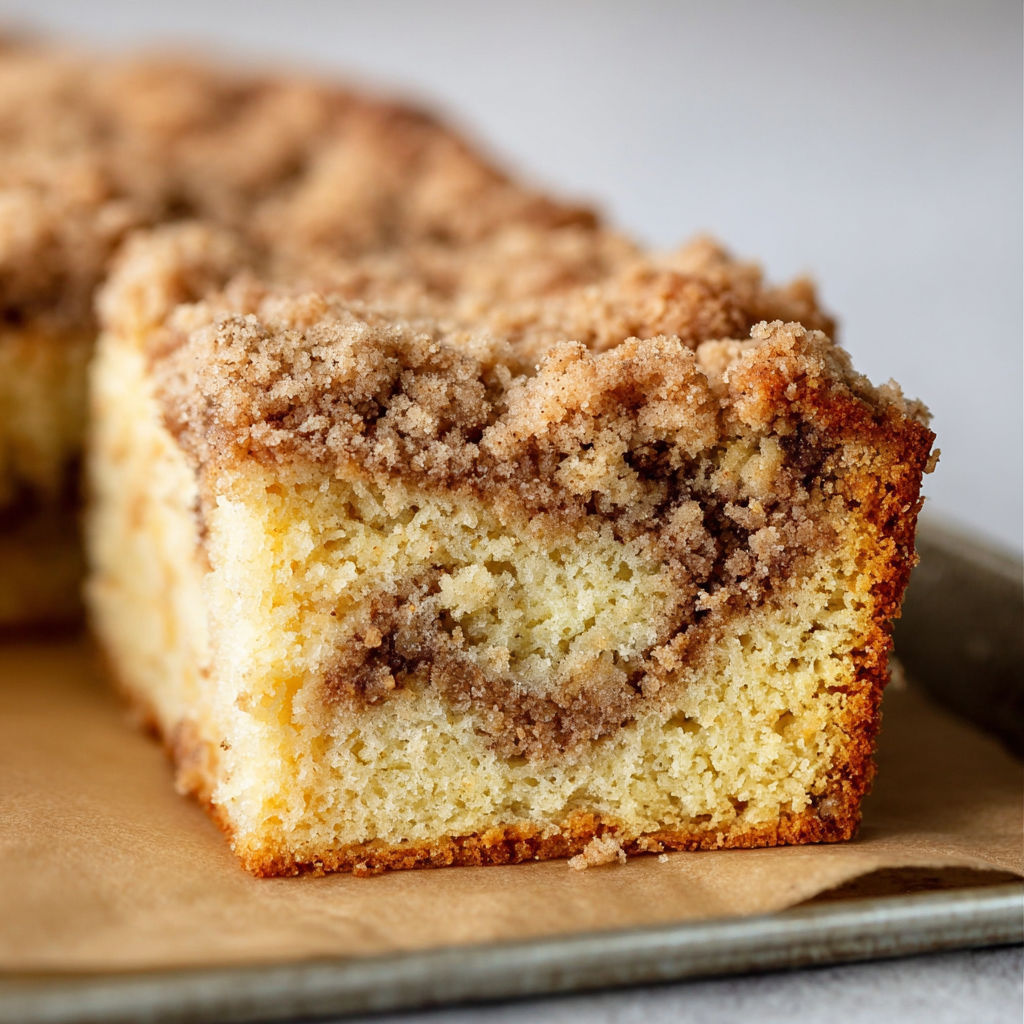 A slice of gluten free zimt coffee cake.