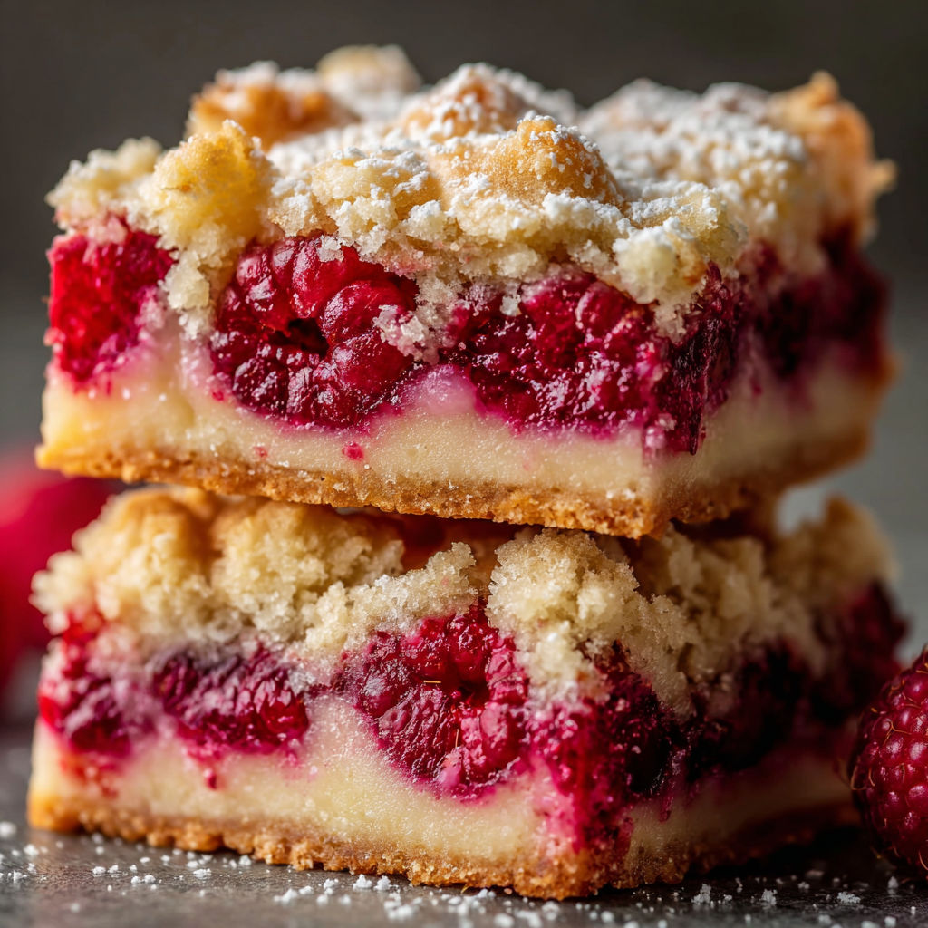 A slice of shortbread cake with raspberries on top.