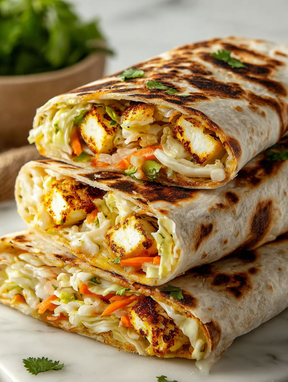 Sweet chili halloumi wraps.