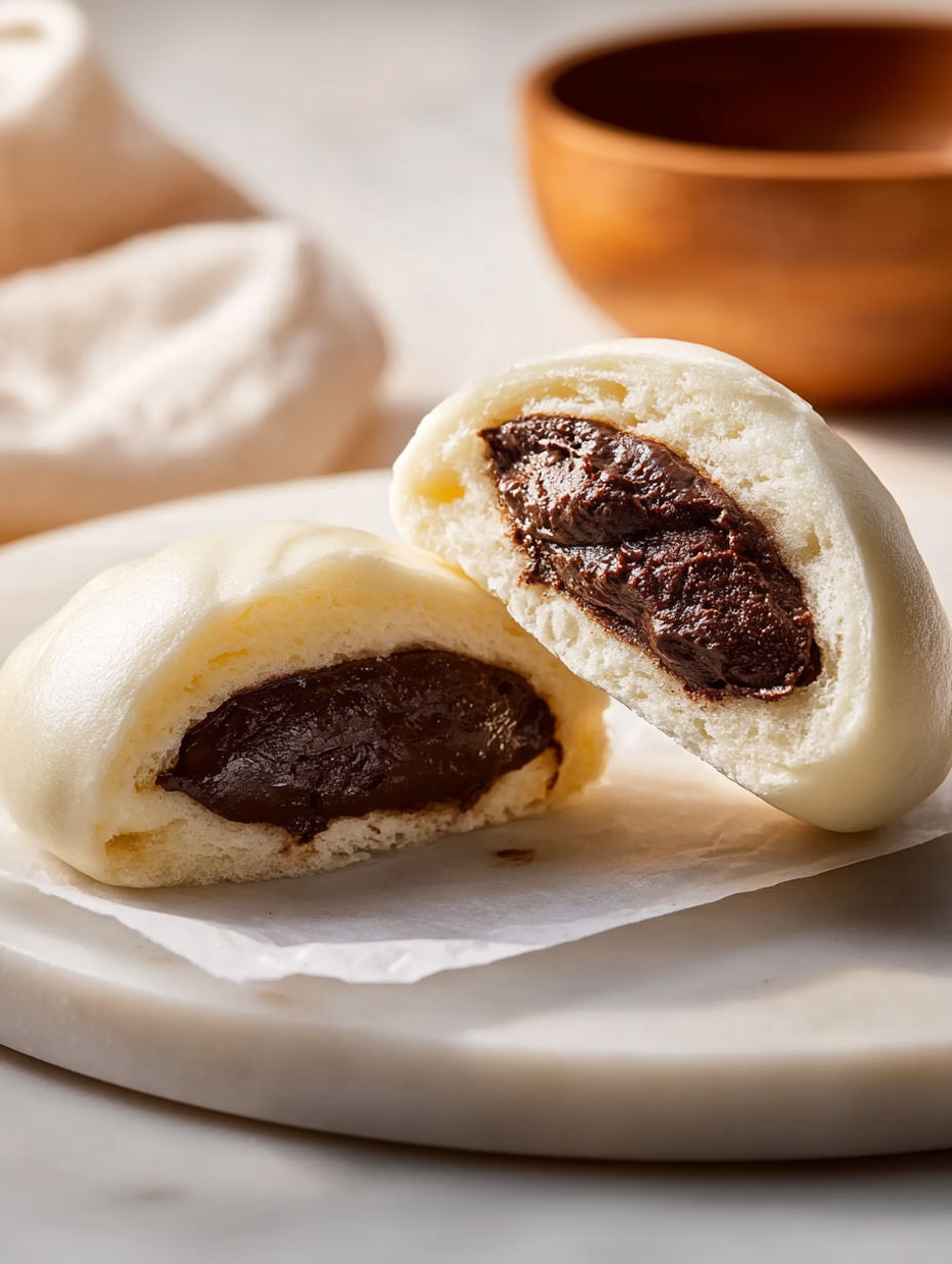 Two chocolate buns on a plate.