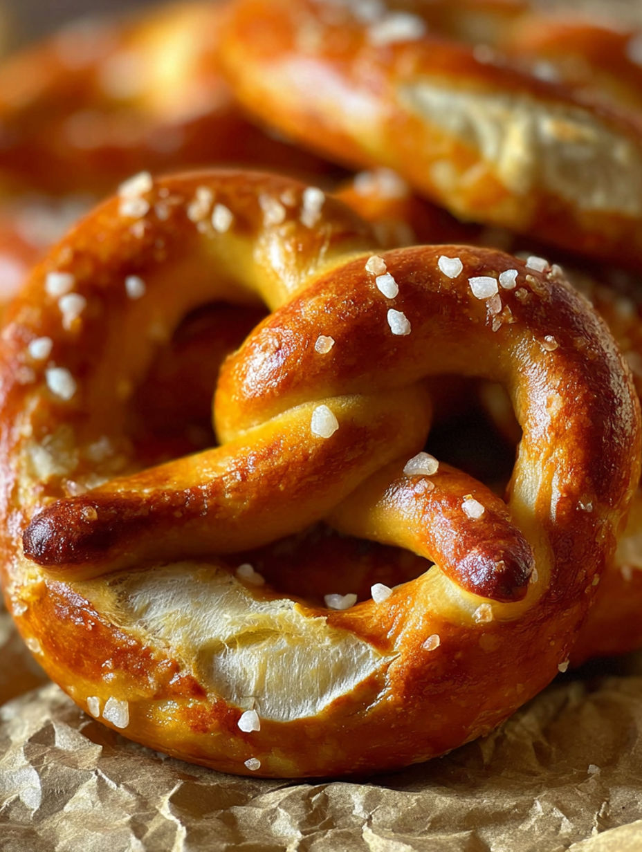 A pile of soft pretzels with salt on them.