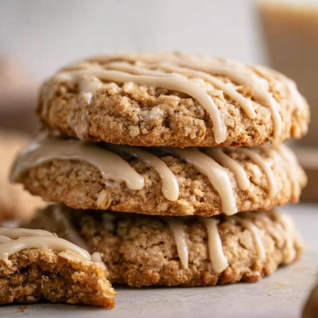 A stack of Maple Oatmeal Cookies.