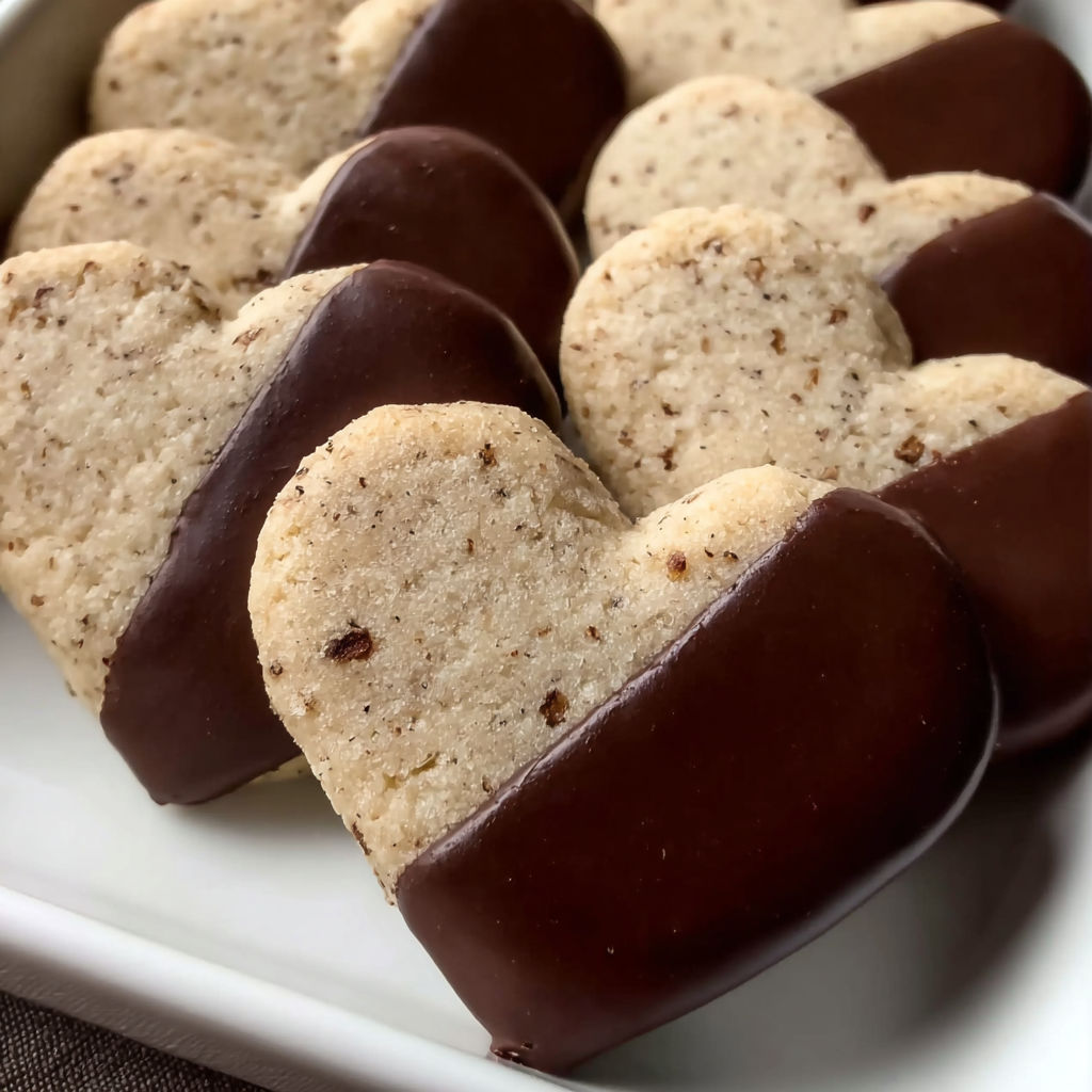 A plate of chocolate heart shaped cookies.