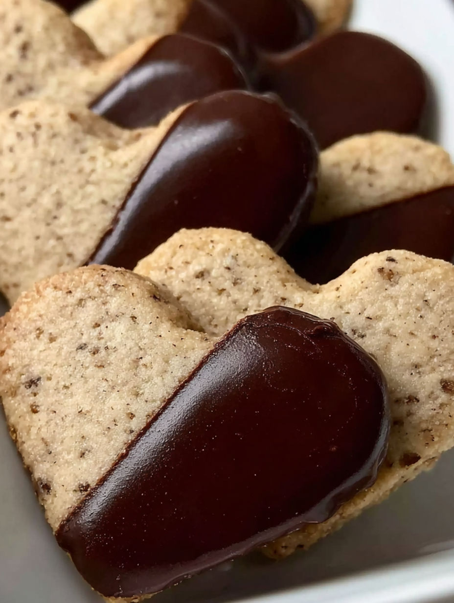 A plate of chocolate heart shaped cookies.