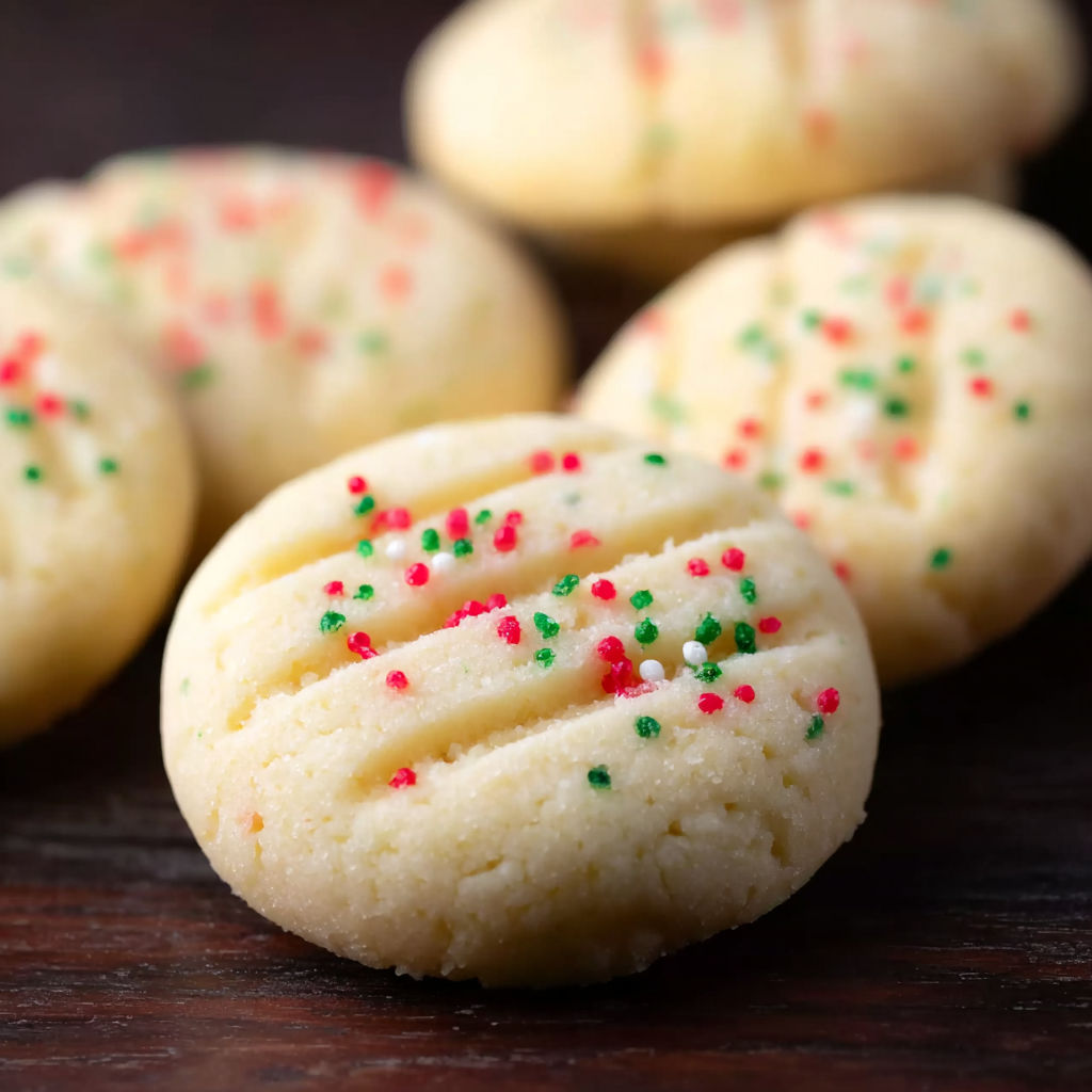 A plate of whipped shortbread cookies.
