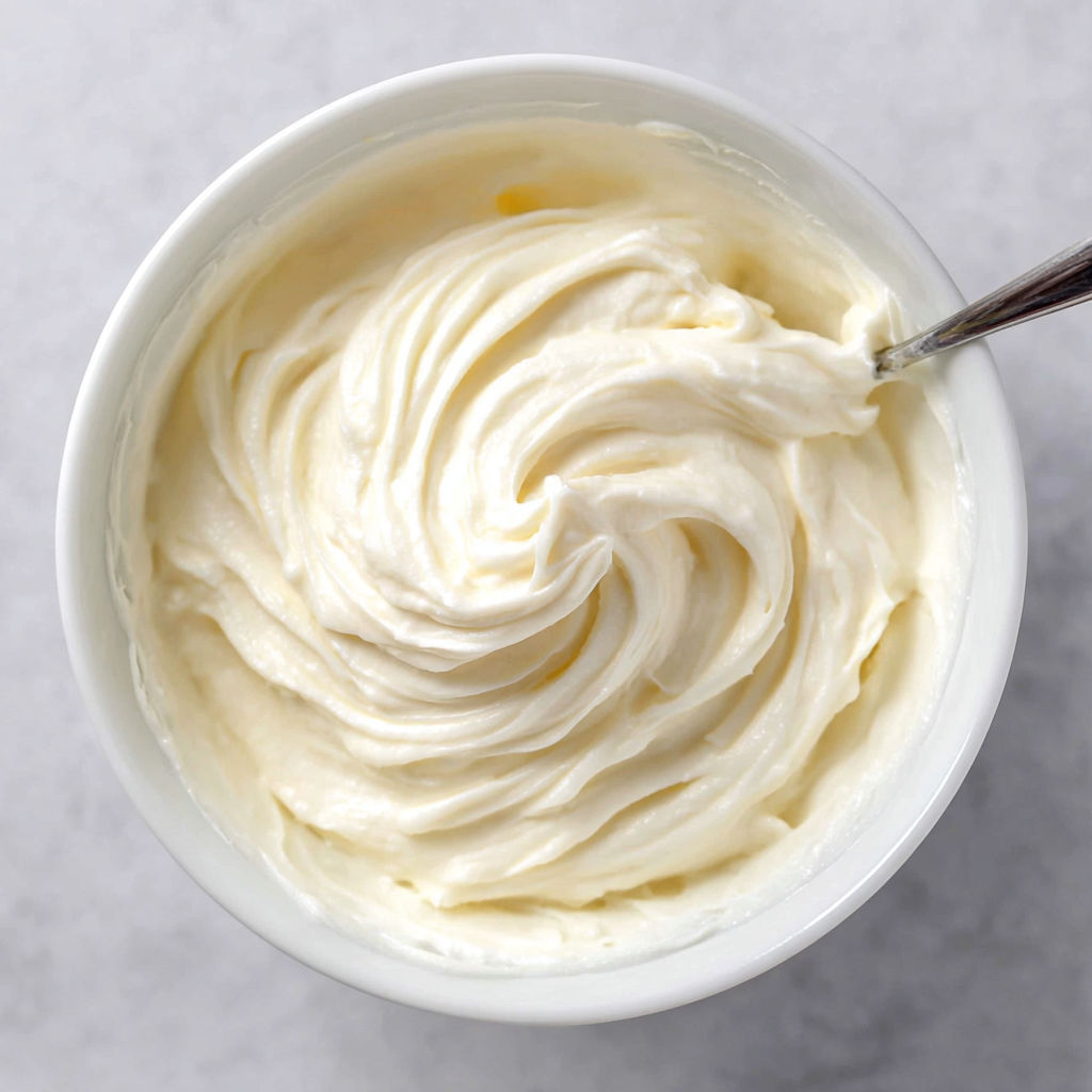 A bowl of Frischkäse-Frosting.