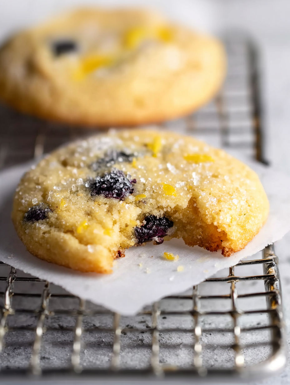 A cookie with blueberries and orange zest.