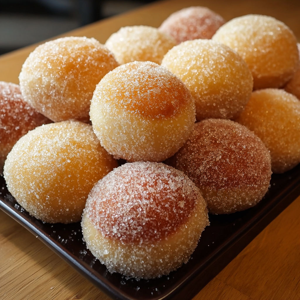 A plate of mochi doughnuts.